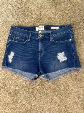 Frame Denim Dark Blue Distressed Cutoff Jean Shorts Size 28 EUC